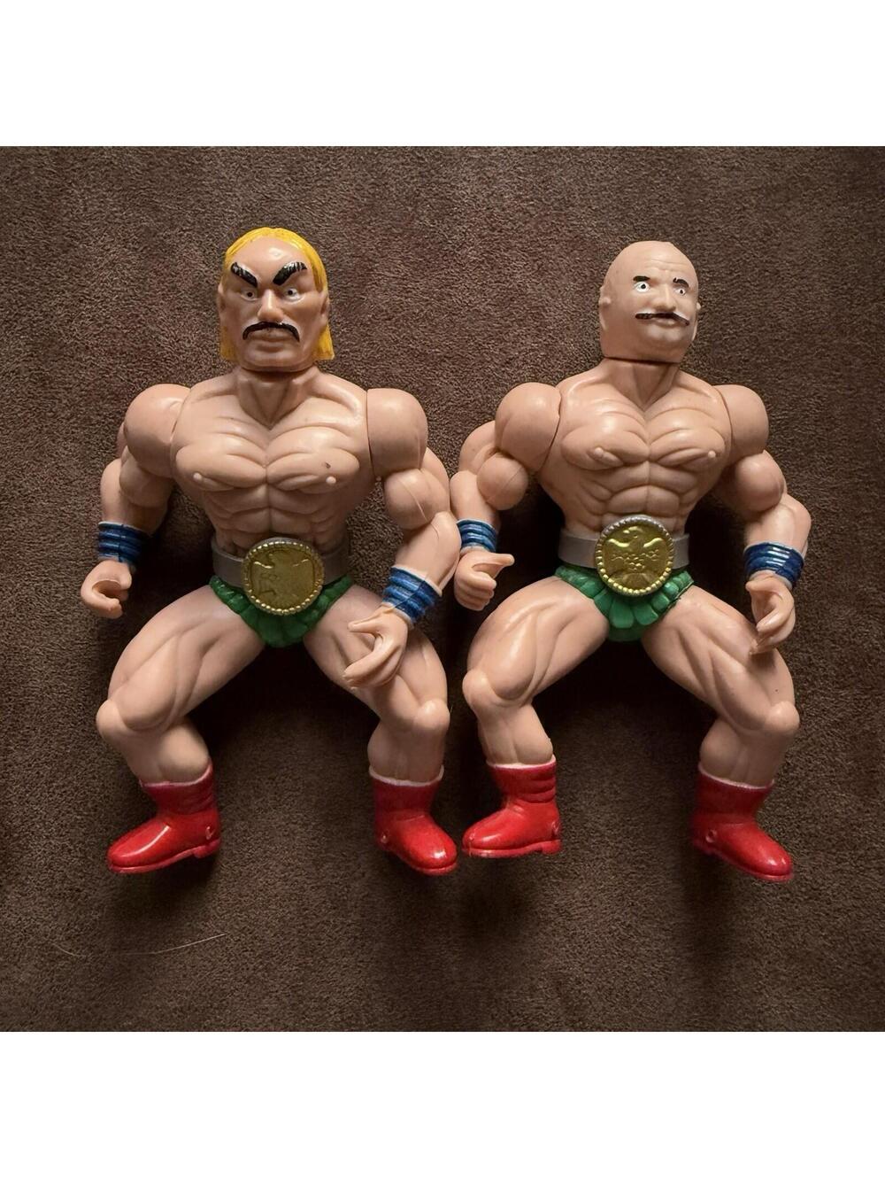 VINTAGE WWF WRESTLER CHAMPION MOTU KNOCK-OFF KO 80’s Lot Of 2 Figures w/ belt